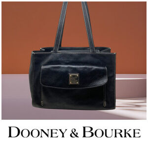 Vintage Dooney & Bourke Janine Black Leather Top Handle Tote Bag Purse READ